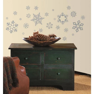 Glitter Snowflakes Peel And Stick Wall Decal Gray - RoomMates 1 Glitter Snowflakes Peel And Stick Wall Decal Gray - RoomMates