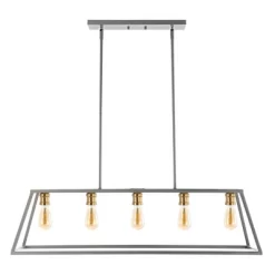 38" LED 5-Light Floyd Iron Adjustable LED Pendant Gray/Brass - JONATHAN Y -Home Decoration Store GUEST 3fd03b19 4c25 4daf 895b 7b291c331687