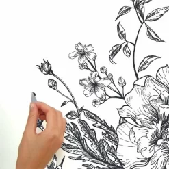 Peony Peel And Stick Giant Wall Decal Black/White - RoomMates -Home Decoration Store GUEST 40076697 28cb 4f23 aca5 77bb137dfe15
