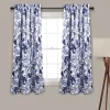 Home Boutique Cynthia Jacobean Light Filtering Window Curtain Panels Blue 52X63+2 Set