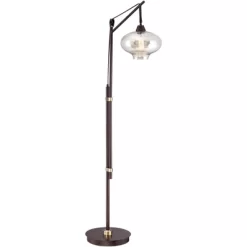 Franklin Iron Works Industrial Floor Lamp With USB Charging Port LED 66" Tall Bronze Brass Tinted Glass Shade For Living Room Home -Home Decoration Store GUEST 41cdffe4 72ec 452f 9653 e1ae55347d83