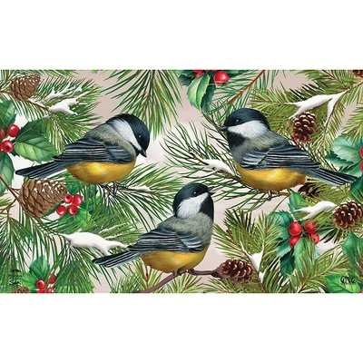 Winter Chickadees Doormat 30" X 18" Indoor Outdoor Briarwood Lane 2 Winter Chickadees Doormat 30" X 18" Indoor Outdoor Briarwood Lane - Image 2