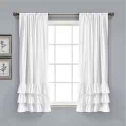 Home Boutique Allison Ruffle Window Curtain Panels White 40X63 Set