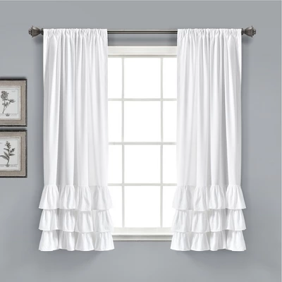 Home Boutique Allison Ruffle Window Curtain Panels White 40X63 Set 1 Home Boutique Allison Ruffle Window Curtain Panels White 40X63 Set