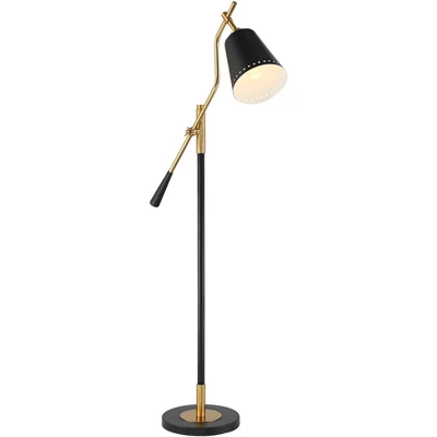 Possini Euro Design Modern Pharmacy Floor Lamp 54" Tall Matte Black Warm Gold Adjustable Metal Shade For Living Room Reading House 8 Possini Euro Design Modern Pharmacy Floor Lamp 54" Tall Matte Black Warm Gold Adjustable Metal Shade For Living Room Reading House - Image 8