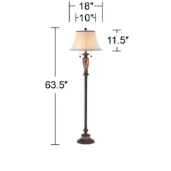Kathy Ireland Sonnett Vintage Rustic Floor Lamp 63 1/2" Tall Bronze Metal Faux Marble Ivory Linen Bell Shade For Living Room Bedroom Office House Home -Home Decoration Store GUEST 43540af9 6fec 4404 b37f 6dc8f222d359