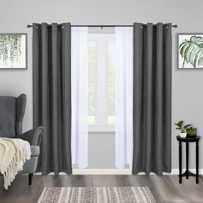 Kenney Wakefield 5/8" Standard Decorative Window Double Curtain Rod, 66-120", Black 2 Kenney Wakefield 5/8" Standard Decorative Window Double Curtain Rod, 66-120", Black - Image 2