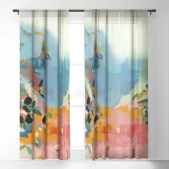 Lunetricotee Garden With Sea View And Olive Tree Single Panel Sheer Window Curtain - Deny Designs