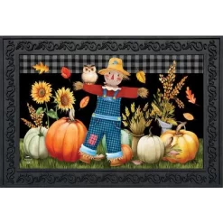 Briarwood Lane Friendly Scarecrow Autumn Doormat Pumpkins Owl Fal