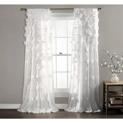 Home Boutique Riley Window Curtain Panel White Single 54x95