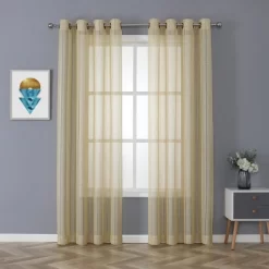 Kate Aurora 2 Piece Metallic Shimmer Chic Striped Flax Styled Sheer Grommet Top Curtains 16 Kate Aurora 2 Piece Metallic Shimmer Chic Striped Flax Styled Sheer Grommet Top Curtains -Home Decoration Store GUEST 4534baca 7176 465d 8ab5 87686ffa6321