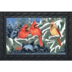 Briarwood Lane Winter Cardinal Trio Doormat Seasonal Birds Indoor Outdoor 30" X 18"