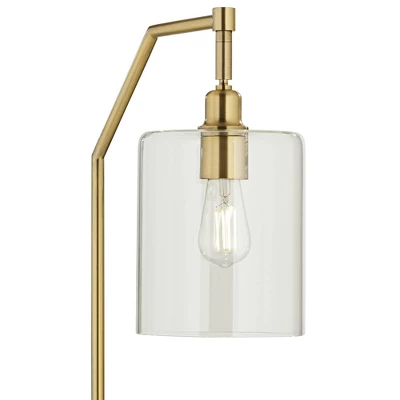 Possini Euro Design Kipling Modern 62 1/2" Tall Downbridge Arc Floor Lamp Warm Gold Metal Clear Glass Shade For Living Room Reading House 2 Possini Euro Design Kipling Modern 62 1/2" Tall Downbridge Arc Floor Lamp Warm Gold Metal Clear Glass Shade For Living Room Reading House - Image 2
