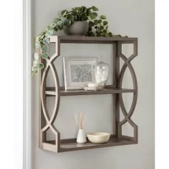 25" X 28" Raines Wood Decorative Wall Shelf Gray - Kate & Laurel All Things Decor -Home Decoration Store GUEST 471ef474 684c 4d27 b74a 273759102955