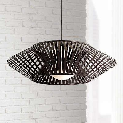 Possini Euro Design Planet Black Large Pendant Light 31 1/2" Wide Mid Century Modern White Glass For Dining Room House Foyer Kitchen Island Entryway 1 Possini Euro Design Planet Black Large Pendant Light 31 1/2" Wide Mid Century Modern White Glass For Dining Room House Foyer Kitchen Island Entryway