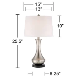 360 Lighting Simon Modern Table Lamps 25 1/2" High Set Of 2 Brushed Nickel With USB Charging Port And Table Top Dimmers White Fabric For Home Desk 9 360 Lighting Simon Modern Table Lamps 25 1/2" High Set Of 2 Brushed Nickel With USB Charging Port And Table Top Dimmers White Fabric For Home Desk -Home Decoration Store GUEST 48701293 a8ca 43f9 a436 e381dbf3673b