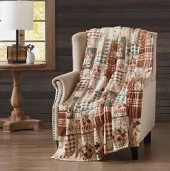 Kate Aurora Autumn Accents Oversized Fall Plaid Country Farmhouse Harvest Patch Ultra Comfort Accent Plush Throw Blanket - 50 In. X 70 In.