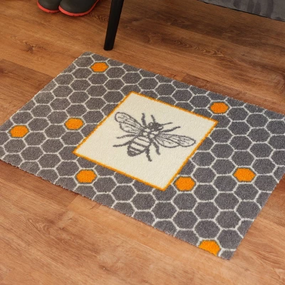 2'x3' ColorStar Bee Hex Door Mat Gray - Bungalow Flooring 1 2'x3' ColorStar Bee Hex Door Mat Gray - Bungalow Flooring