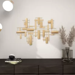 Contemporary Metal Abstract Wall Decor Gold - CosmoLiving By Cosmopolitan -Home Decoration Store GUEST 495ddb68 a77c 4f58 adbf 350b428a823c