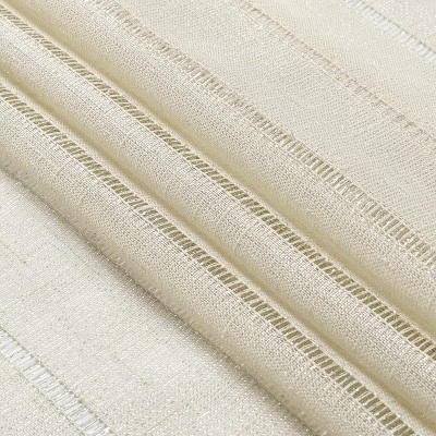 Kate Aurora 2 Piece Metallic Shimmer Chic Striped Flax Styled Sheer Grommet Top Curtains 3 Kate Aurora 2 Piece Metallic Shimmer Chic Striped Flax Styled Sheer Grommet Top Curtains - Image 3