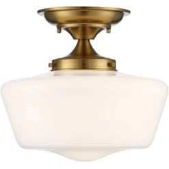 Regency Hill Rustic Farmhouse Ceiling Light Semi Flush Mount Fixture 12" Wide Soft Gold Opal White Glass For Bedroom Kitchen Living Room Hallway House -Home Decoration Store GUEST 4a0a7434 1117 475e b7d4 8aa991df89f2