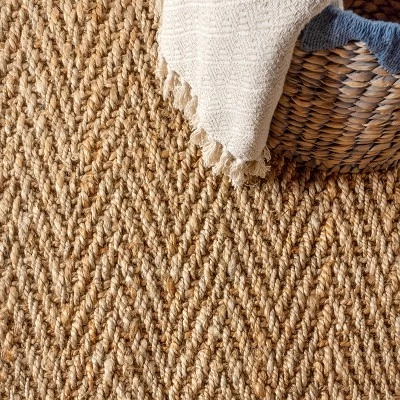 Espina Hand Woven Herringbone Chunky Jute Indoor Area Rug - JONATHAN Y 5 Espina Hand Woven Herringbone Chunky Jute Indoor Area Rug - JONATHAN Y - Image 5