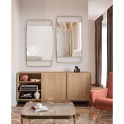 20" X 36" Nobles Radius Corner Framed Decorative Wall Mirror Gold - Kate & Laurel All Things Decor -Home Decoration Store GUEST 4be87907 19fc 4fe3 aa10 d0d955b0a3c2