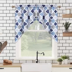 Geometric Quatrefoil Swag Valance Curtains For Windows Cotton Blend Fabric, 56" W X 36" L -Home Decoration Store GUEST 4cdad54b 656d 4b8e 94b4 f05fe2ed3409