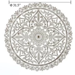 LuxenHome Distressed White Wood Flower Mandala 31.5" Round Wall Decor -Home Decoration Store GUEST 4d5ebd1e f2be 4a8e 87ff 53bddfdd86fc