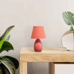 9.45" Petite Ceramic Oblong Bedside Table Desk Lamp With Matching Tapered Drum Shade Orange - Creekwood Home -Home Decoration Store GUEST 4d656894 5bda 4246 bb5f c9872956ab24
