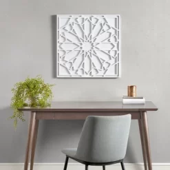 Boho Notion Square Carved Wall Panel White