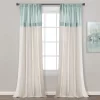 Home Boutique Farmhouse Faux Linen Colorblock Pleated Window Curtain Panels Blue/Off White 40x84 Set