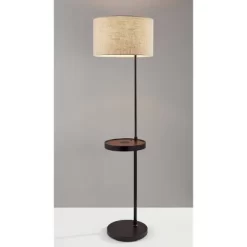63.5" Oliver Charge Shelf Floor Lamp Black - Adesso