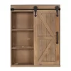 Decorative Wood Wall Storage Cabinet With Vanity Mirror And Sliding Barn Door Rustic Brown - Kate & Laurel All Things Decor