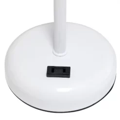 19.5" Bedside Power Outlet Base Metal Table Desk Lamp In White With Gray Fabric Shade - Creekwood Home -Home Decoration Store GUEST 4fc05de6 dee0 41de a878 1eb4f661a37a