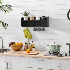 25" X 9" Entryway Floating Utility Wall Shelf With Hooks Black - Danya B. -Home Decoration Store GUEST 5038a7db 84a3 46d1 b677 cb4ae495edb2