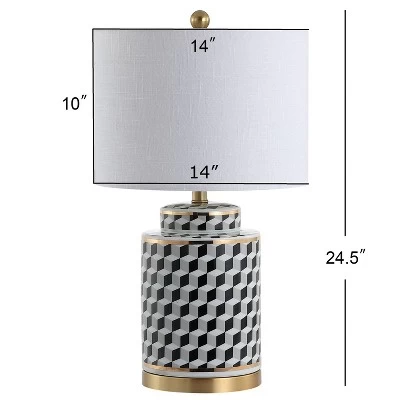 24.5" Ceramic Ellie Tumbling Block Table Lamp (Includes LED Light Bulb) - JONATHAN Y 3 24.5" Ceramic Ellie Tumbling Block Table Lamp (Includes LED Light Bulb) - JONATHAN Y - Image 3