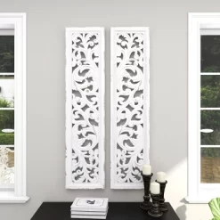 Set Of 2 Wood Floral Intricately Carved Scroll Wall Decors White - Olivia & May -Home Decoration Store GUEST 520c572c ff60 4c58 83fe 98bfbccbc8f9
