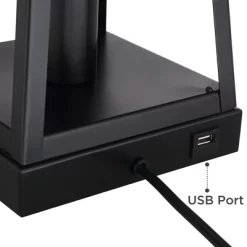 Franklin Iron Works Kacey Modern Table Lamps 25 1/4" High Set Of 2 Dark Metal With USB Charging Port Nightlight LED White Softback Shade For Home Desk -Home Decoration Store GUEST 52a876bd 6f8c 427a 86f0 da8cc7c8e29a