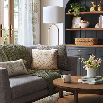 Oversized Textural Woven Square Throw Pillow Black/Neutral - Threshold™ 1 Oversized Textural Woven Square Throw Pillow Black/Neutral - Threshold™