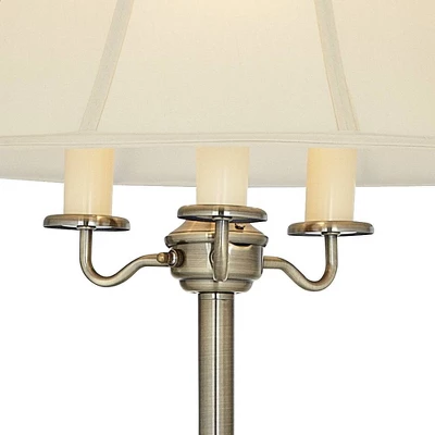 Regency Hill Montebello Vintage Retro Floor Lamp Standing 59" Tall Antique Brass Metal Soft Tan Bell Shade For Living Room Bedroom Office House Home 3 Regency Hill Montebello Vintage Retro Floor Lamp Standing 59" Tall Antique Brass Metal Soft Tan Bell Shade For Living Room Bedroom Office House Home - Image 3