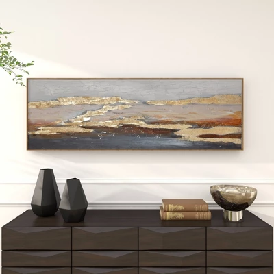Canvas Geode Handmade Foiled And Brushstrokes Framed Wall Art With Gold Frame Gold - Olivia & May 15 Canvas Geode Handmade Foiled And Brushstrokes Framed Wall Art With Gold Frame Gold - Olivia & May - Image 15