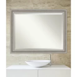 46" X 36" Parlor Framed Bathroom Vanity Wall Mirror Silver - Amanti Art -Home Decoration Store GUEST 545c5b3e 9f90 40fe a8d0 7515b712edb5