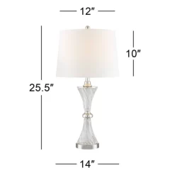 Regency Hill Luca Modern Table Lamps 25 1/2" High Set Of 2 Clear Glass With USB Charging Ports Dimmers White Fabric Drum Shade For Bedroom House Desk -Home Decoration Store GUEST 549c3260 24b8 45f0 af0b 9492e5113d0f