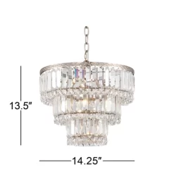 Vienna Full Spectrum Magnificence Satin Nickel Chandelier 14 1/4" Wide Modern Faceted Crystal Glass 7-Light LED Fixture For Dining Room House Kitchen -Home Decoration Store GUEST 54e9b97e 2f58 430e 8a51 402e316dc813