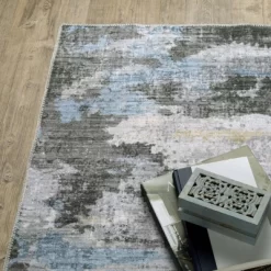 Micah Washable Distressed Abstract Indoor Area Rug Gray/Blue - Captiv8e Designs -Home Decoration Store GUEST 55fac39b f5d6 480b bc3b f1f39668a747