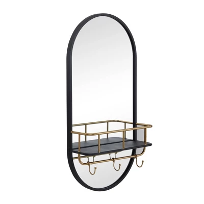 Metal Oval 1 Shelf Wall Mirror Black - Olivia & May 7 Metal Oval 1 Shelf Wall Mirror Black - Olivia & May - Image 7