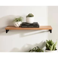 24" X 3" Lankford Wood Shelf Natural/Black - Kate & Laurel All Things Decor -Home Decoration Store GUEST 588ad77e 25f0 4a50 a540 5c06f6c266ba