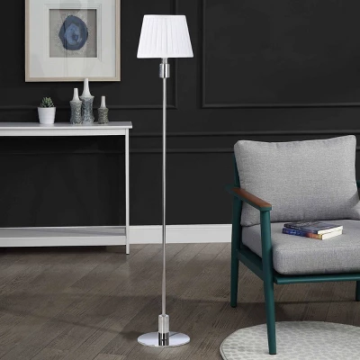 Dann Foley Lifestyle Floor Lamp With Shade Silver/White - StyleCraft 1 Dann Foley Lifestyle Floor Lamp With Shade Silver/White - StyleCraft