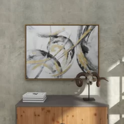 Contemporary Canvas Abstract Framed Wall Art With Gold Frame Gold - CosmoLiving By Cosmopolitan -Home Decoration Store GUEST 58f402bd 0a3c 43a9 a363 842dd8dccb9c